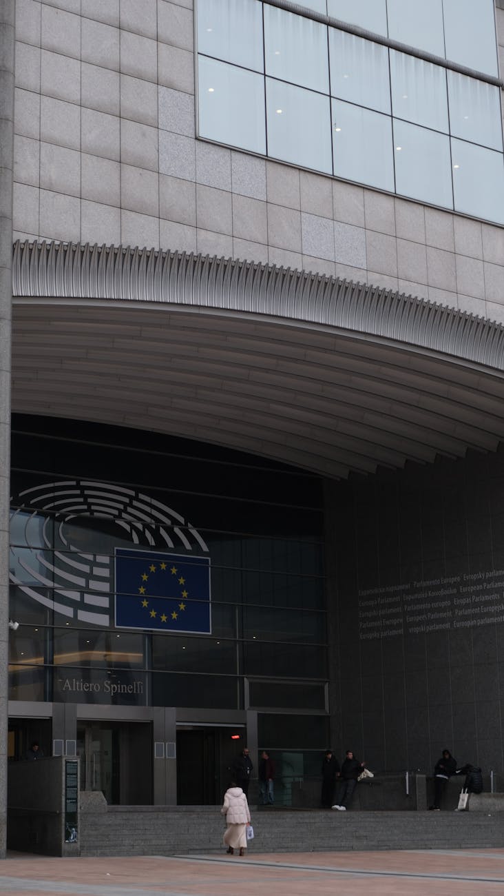 european parliament building entrance in brussels