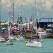 flotilla coming out taken in Eastbourne East Sussex England over the weekend of the 2012 queens jubilee celebrations and processed in hdr